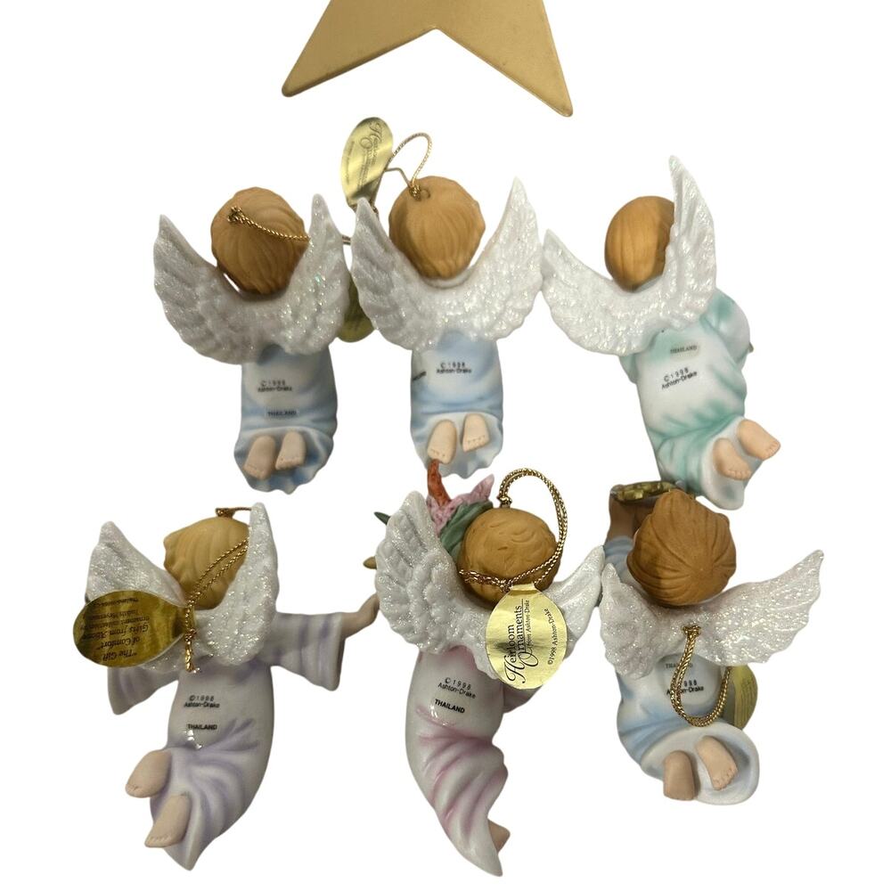 Ashton Drake Vintage 1998 1999 Gifts from Above Angel Cherub Ornaments -Set of 8 - Picture 12 of 14